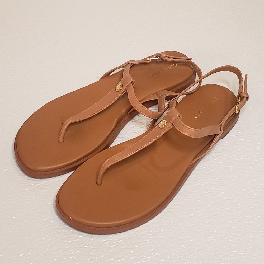 Cole Haan Leather Flora Thong Sandals in Pecan 6